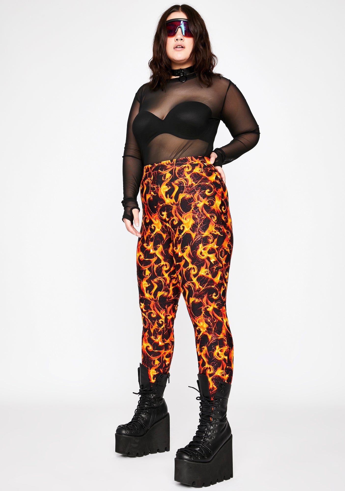 I'm Hotter Than U Flame Leggings sold by Dolls Kill product image thumbnail 3