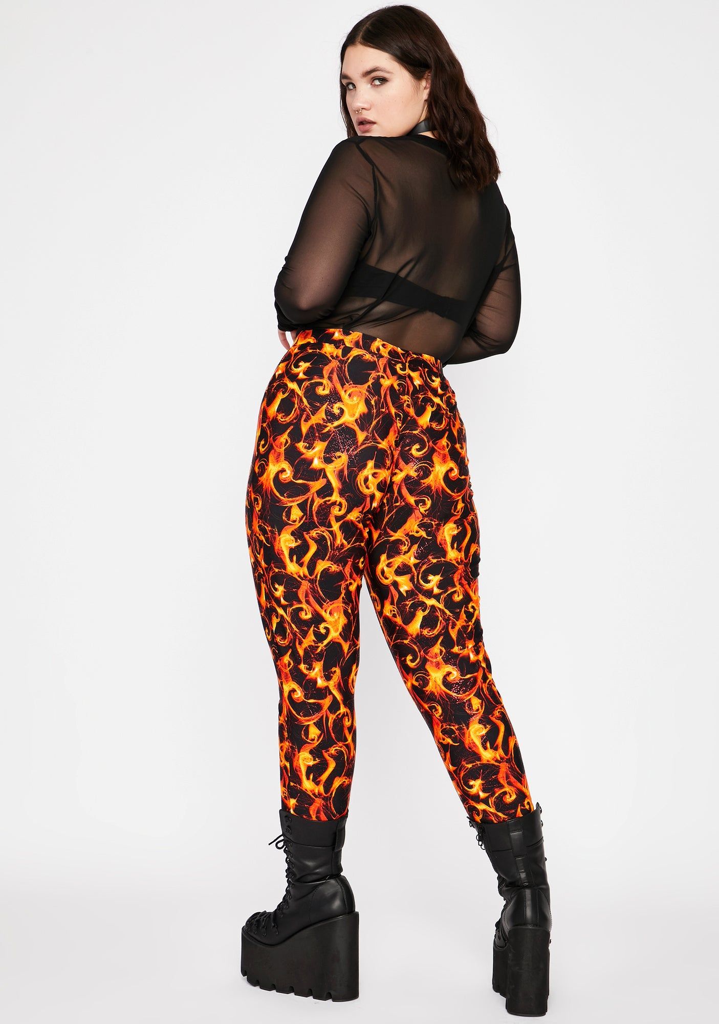 I'm Hotter Than U Flame Leggings sold by Dolls Kill product image thumbnail 4
