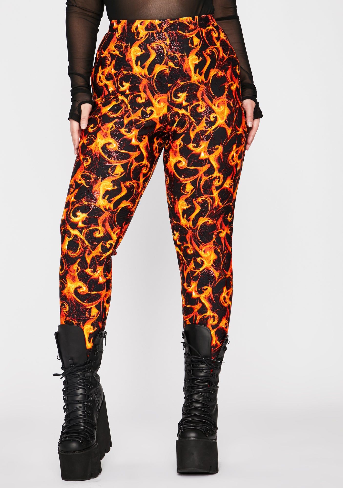I'm Hotter Than U Flame Leggings sold by Dolls Kill