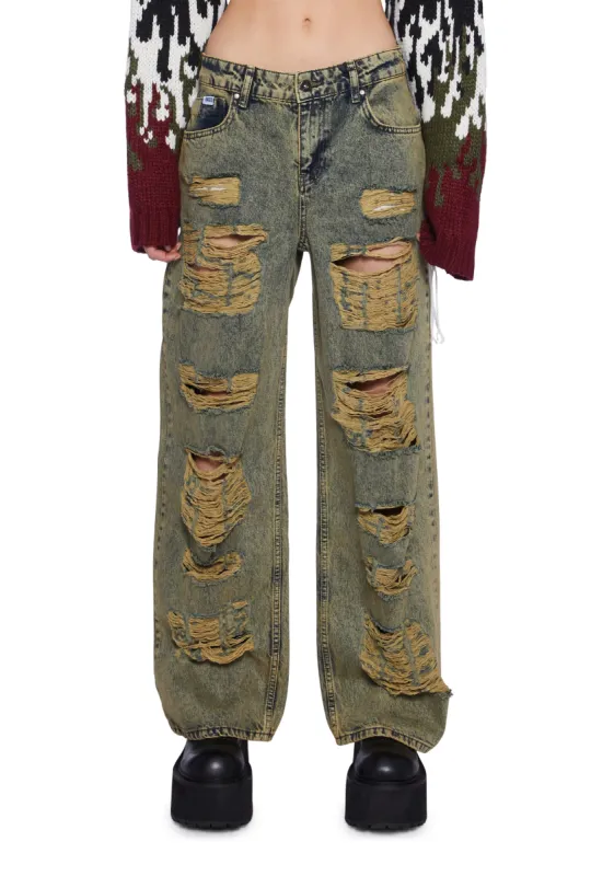 Dirty Wash Shredded Release Jeans sold by Dolls Kill