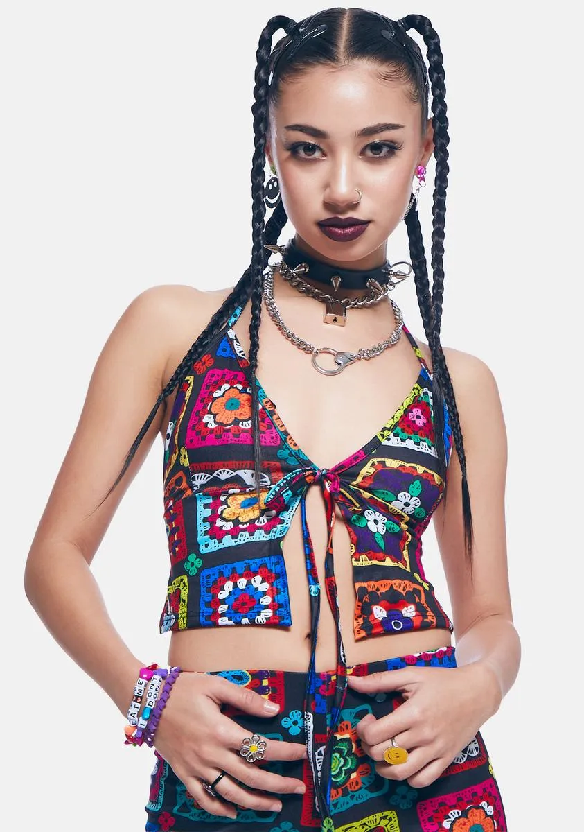 Retro Realness Crochet Print Tank Top sold by Dolls Kill