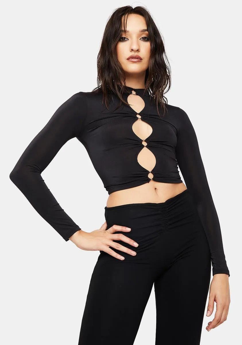 Literally Haute Long Sleeve Crop Top sold by Dolls Kill