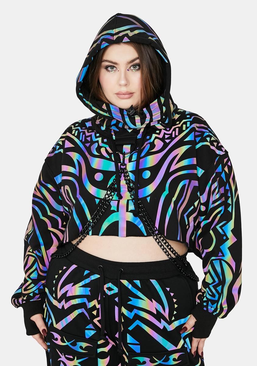 Plus Moon Labyrinth Reflective Chain Hoodie sold by Dolls Kill
