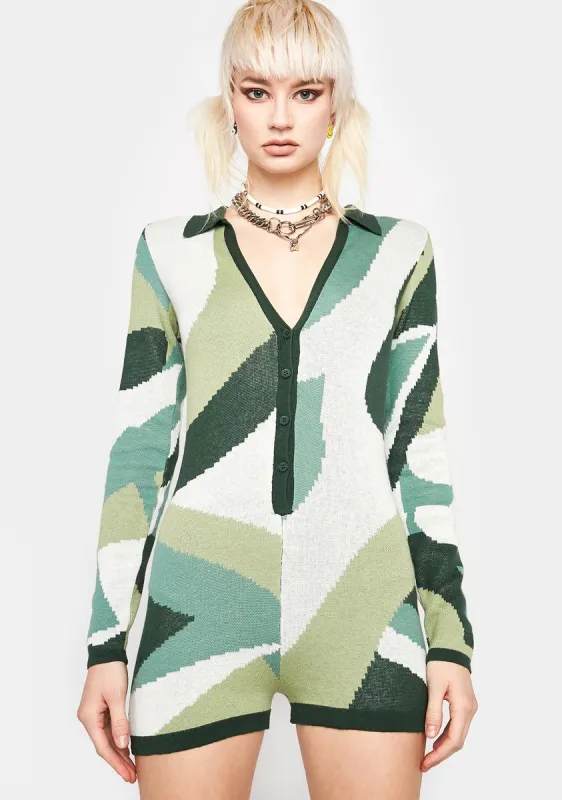 Renee Geometric Knitted Romper made by Edikted