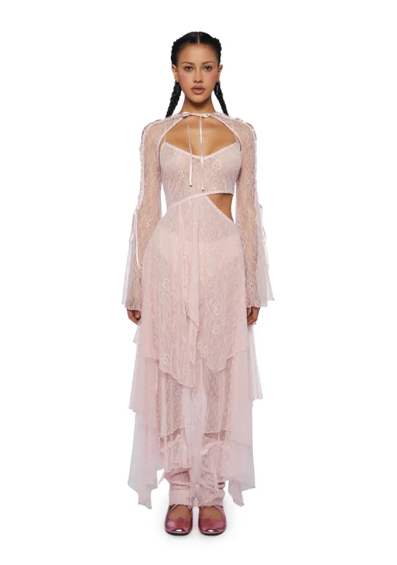 Fairydust Chronicles Lace Dress & Shrug Set - Pink sold by Dolls Kill