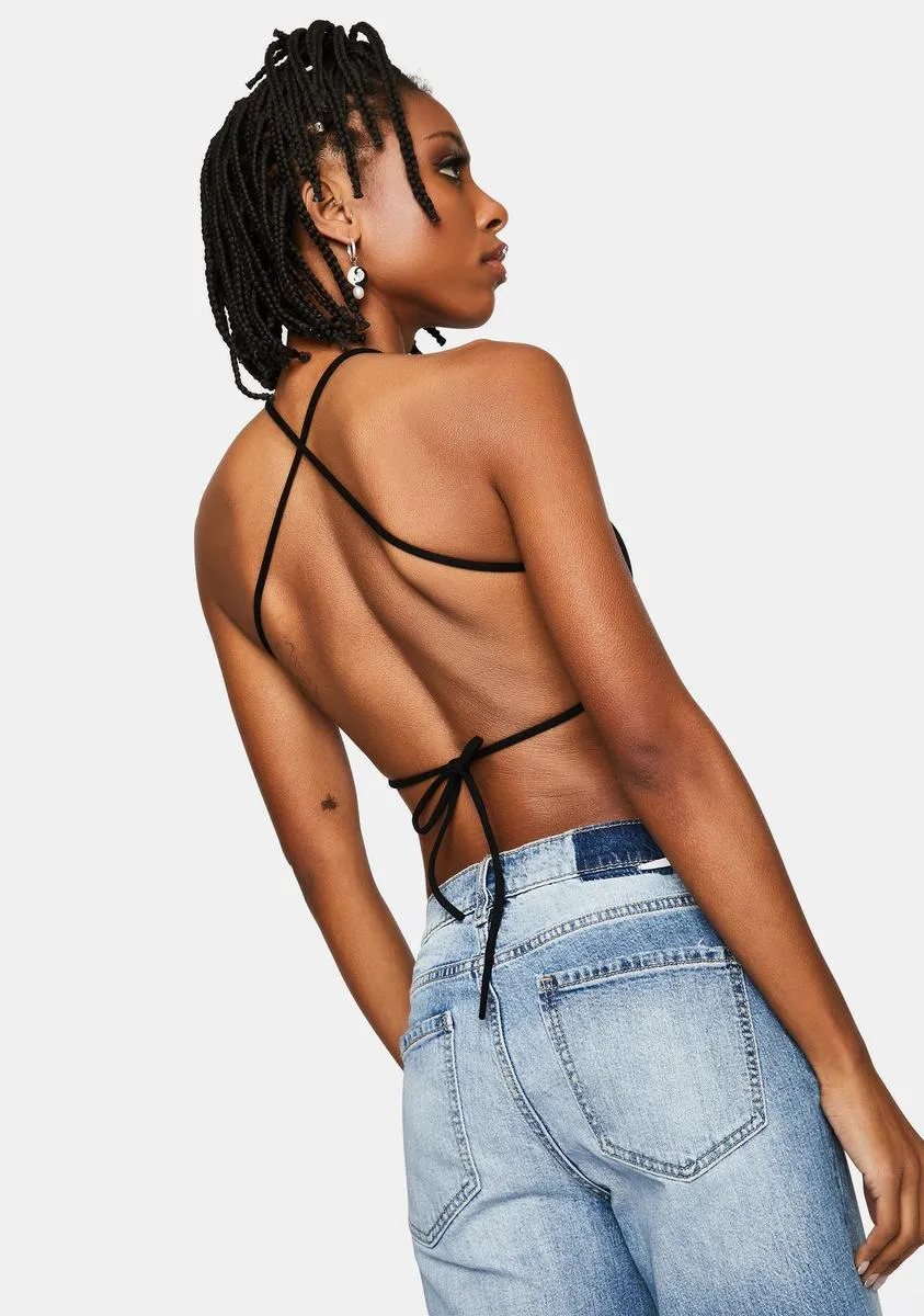 Black Open Back Halter Crop Top sold by Dolls Kill product image thumbnail 2