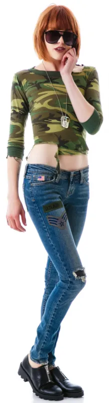 Skinny Army Patch Jeans sold by Dolls Kill