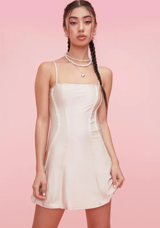 Ivory Delightful Journey Satin Corset Dress sold by Dolls Kill