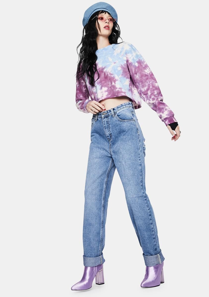 Light Wash Extreme Butt Rip Mom Jeans sold by Dolls Kill product image thumbnail 3