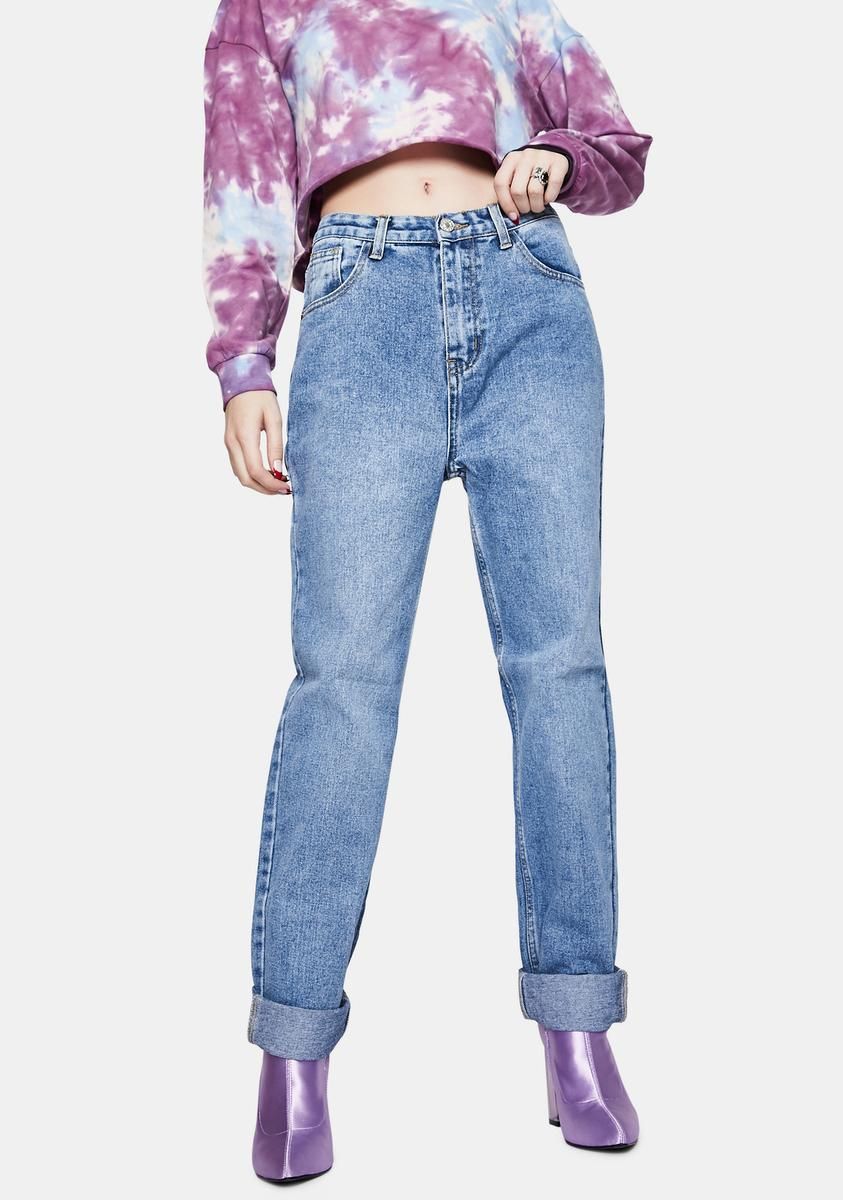 Light Wash Extreme Butt Rip Mom Jeans sold by Dolls Kill product image thumbnail 2