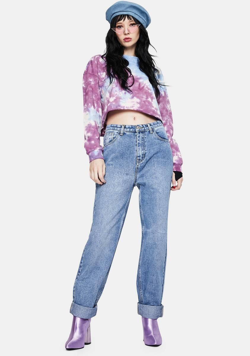 Light Wash Extreme Butt Rip Mom Jeans sold by Dolls Kill product image thumbnail 4