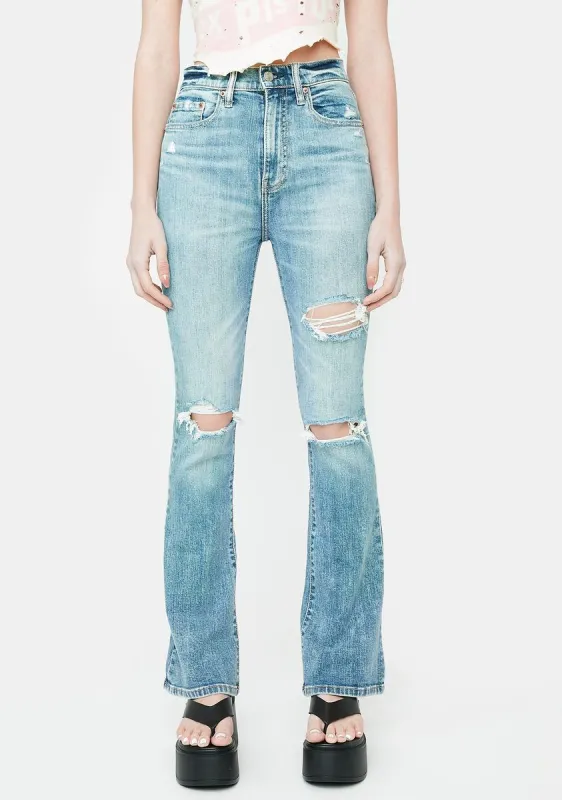 Go-Getter High Rise Flare Jeans sold by Dolls Kill