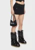 Black Roux Belted Mini Skirt sold by Dolls Kill