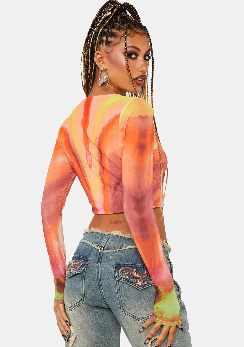 Neon Watercolor Vida Mesh Top sold by Dolls Kill product image thumbnail 4