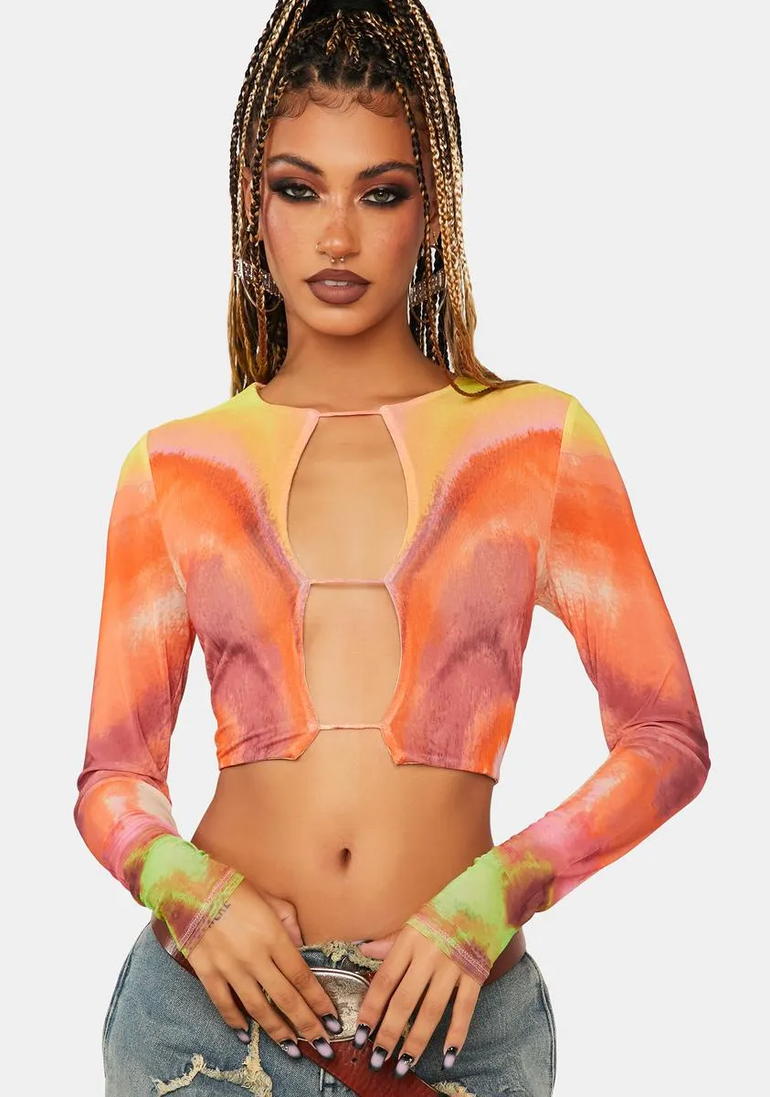 Neon Watercolor Vida Mesh Top sold by Dolls Kill