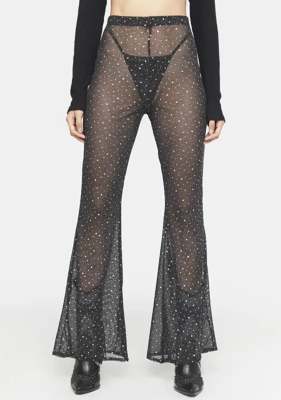 Sparkle Sequin Mesh Flares sold by Dolls Kill