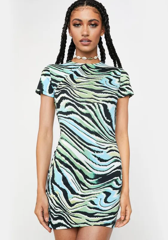 Warped Zebra Blue Freya Mini Dress sold by Dolls Kill
