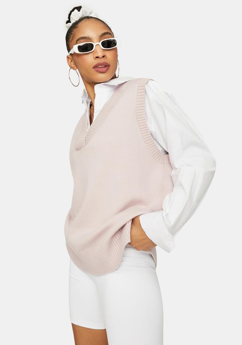Posh Plans Oversized Sweater Vest sold by Dolls Kill