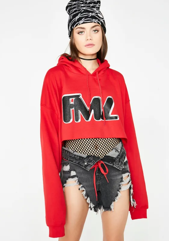 FML Crop Hoodie sold by Dolls Kill
