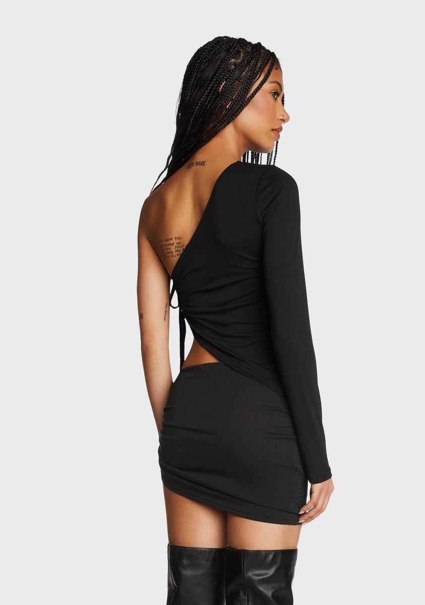 Black Frankie Long Sleeve Asymmetric Top sold by Dolls Kill product image thumbnail 4