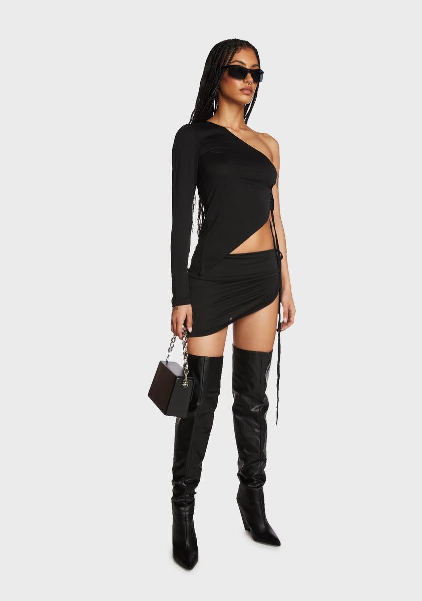 Black Frankie Long Sleeve Asymmetric Top sold by Dolls Kill product image thumbnail 5