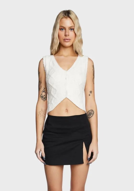Ivory Cable Knit Vest sold by Dolls Kill