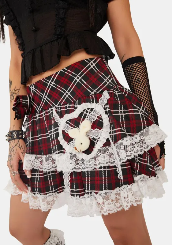 Gothic Plaid Rabbit Mini Frilly Skirt sold by Dolls Kill