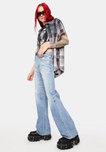 Fools Gold Far Out Wide Leg Jeans sold by Dolls Kill