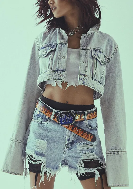 Not Too Timid Denim Jacket sold by Dolls Kill