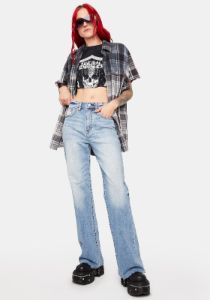 Fools Gold Far Out Wide Leg Jeans sold by Dolls Kill