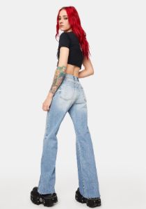 Fools Gold Far Out Wide Leg Jeans sold by Dolls Kill