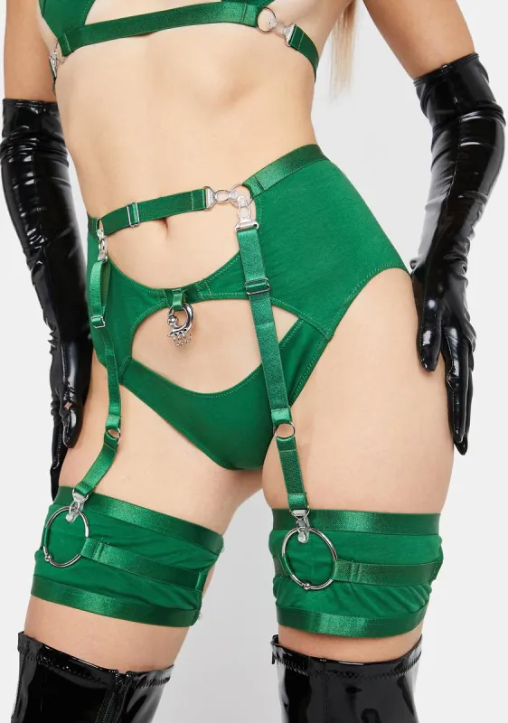Green Cut-Out Hipsters With Garter sold by Dolls Kill