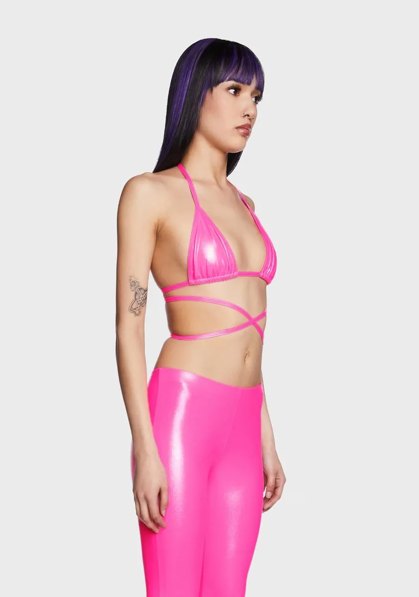 Pink Shimmer Triangle Bra Top sold by Dolls Kill product image thumbnail 3