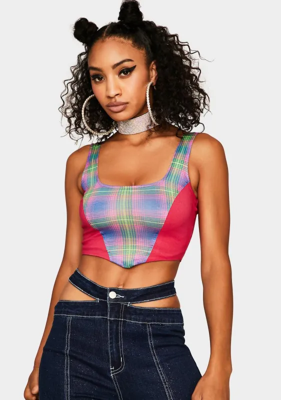Berry Bring The Power Corset Tank sold by Dolls Kill