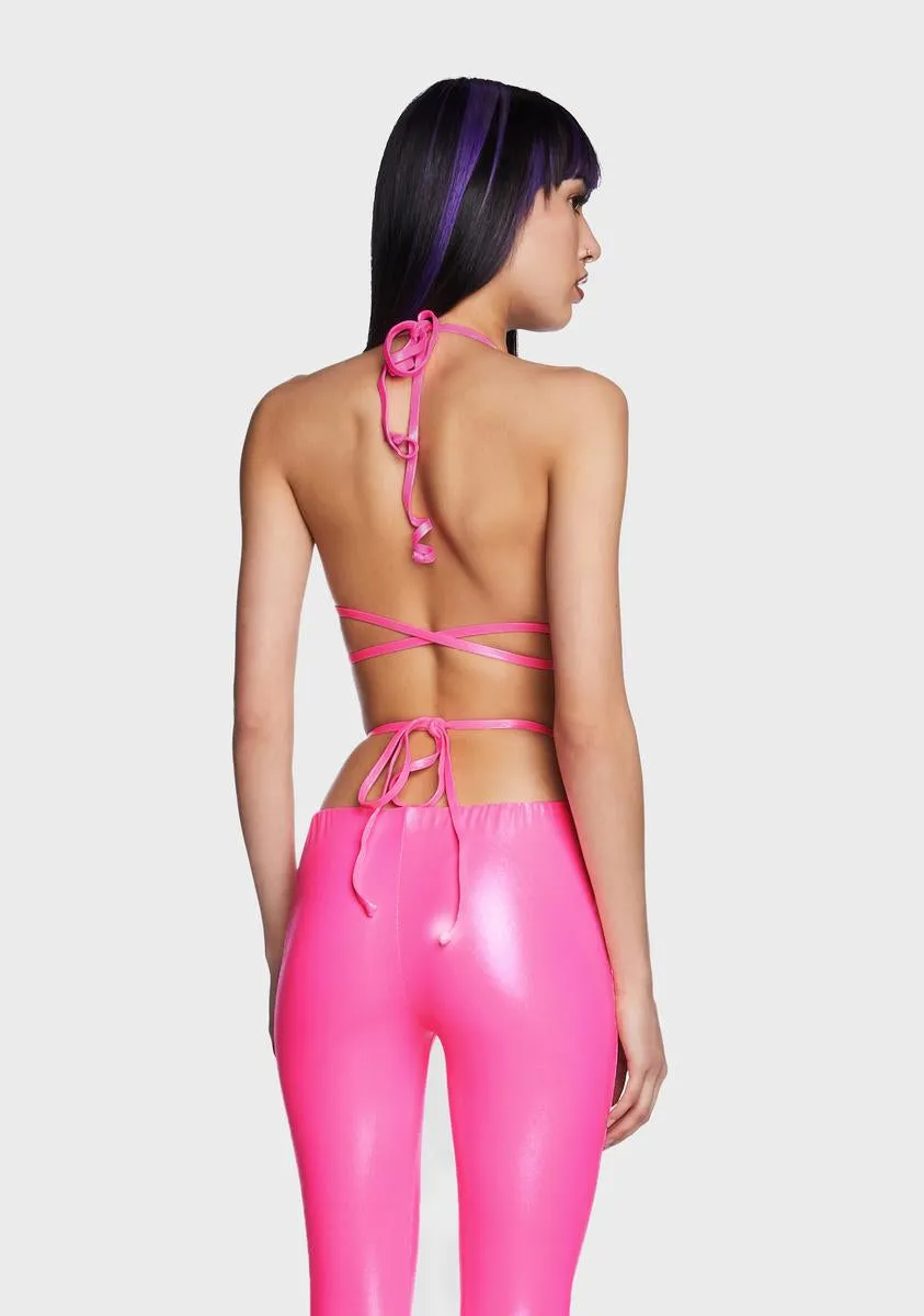Pink Shimmer Triangle Bra Top sold by Dolls Kill product image thumbnail 4