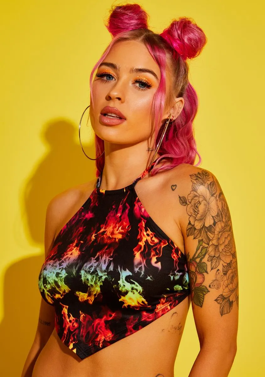 Stay Vibrant Halter Crop Top sold by Dolls Kill