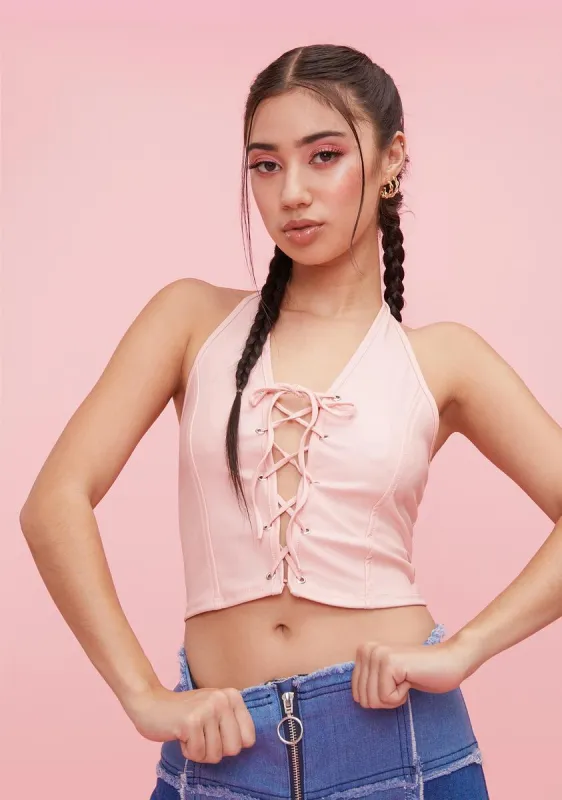 Arcade Made Lace Up Crop Tank sold by Dolls Kill