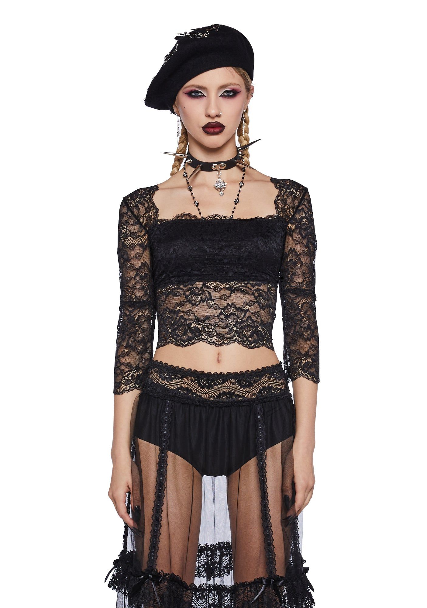 Graveyard Glam Crop Top sold by Dolls Kill