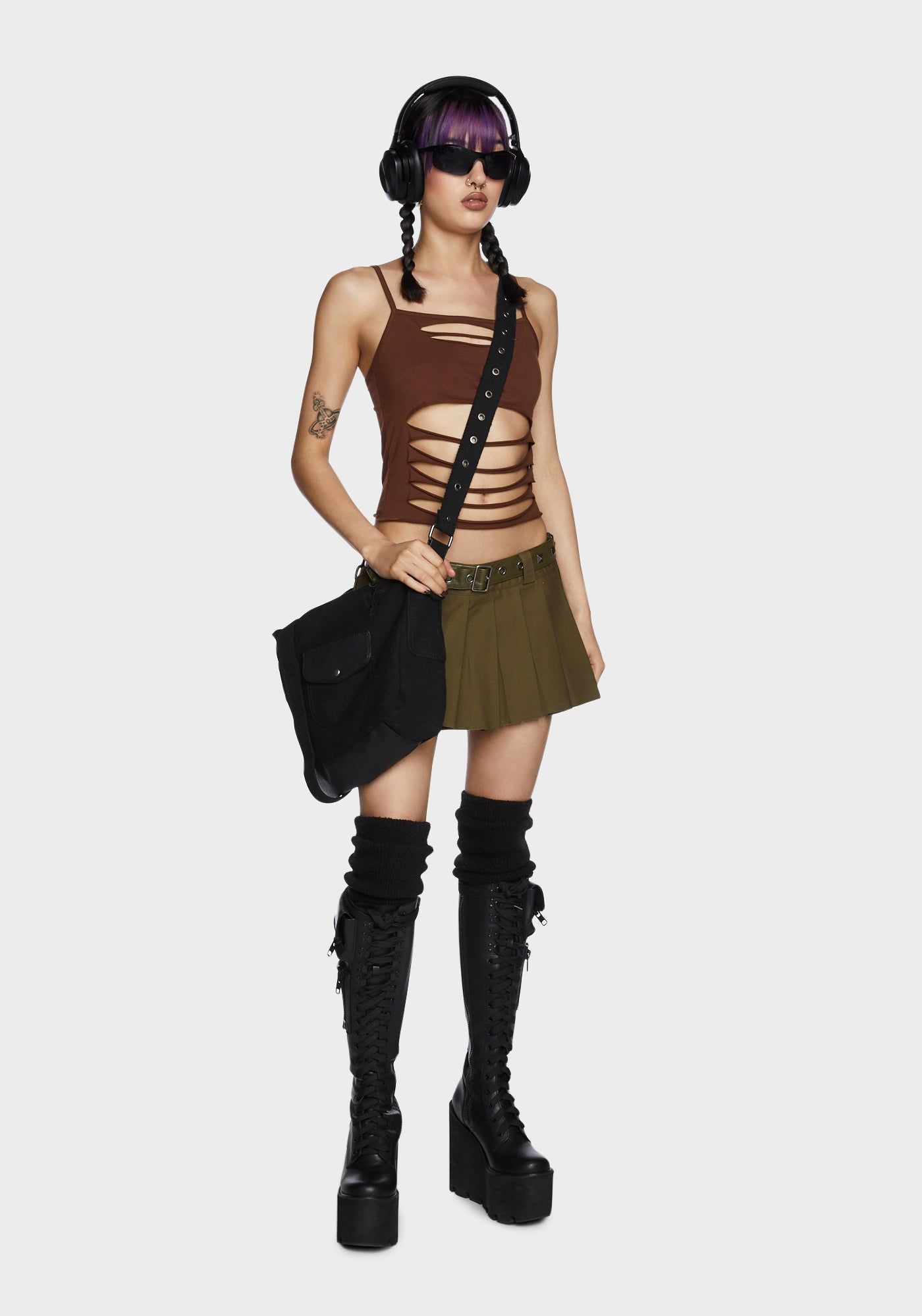 The Potential Micro Mini Skirt - Olive sold by Dolls Kill product image thumbnail 5