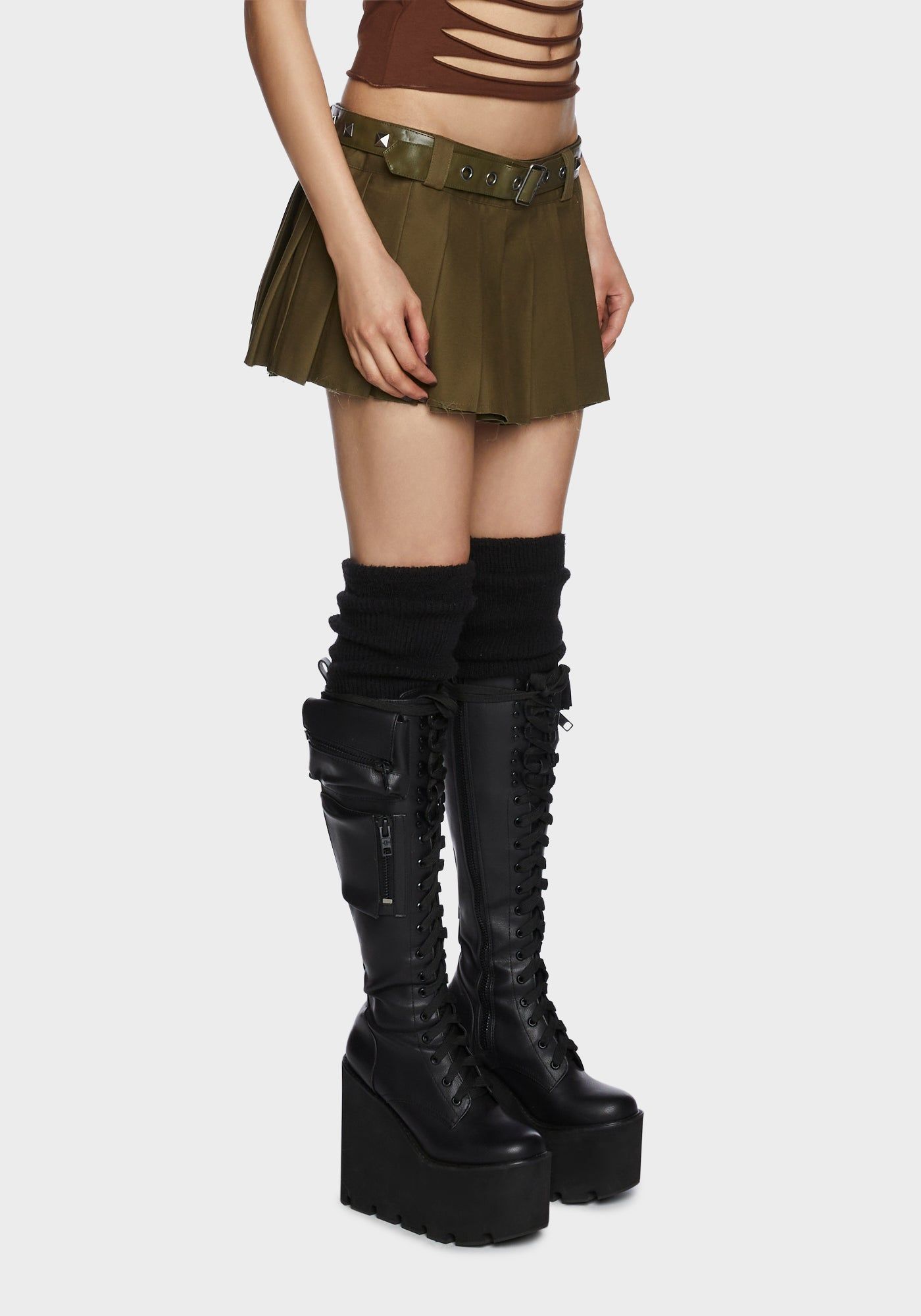 The Potential Micro Mini Skirt - Olive sold by Dolls Kill product image thumbnail 3