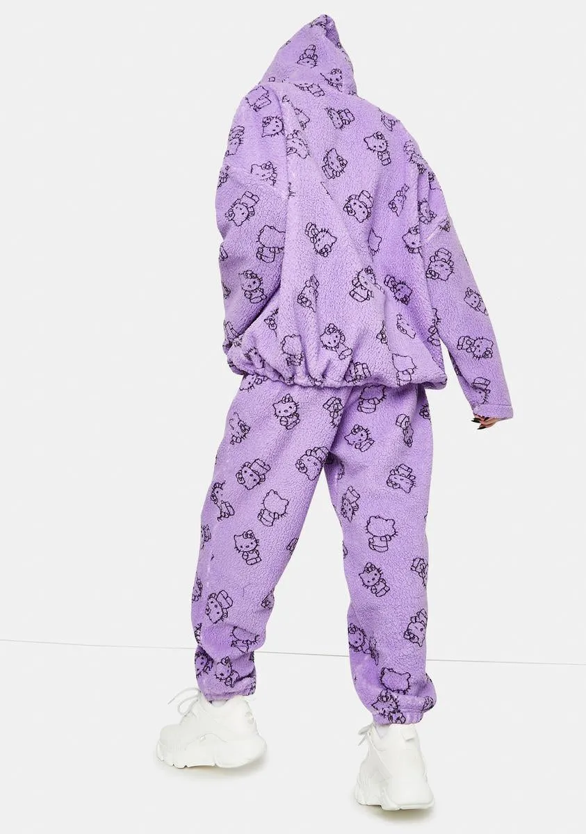 Purple Hello Kitty Printed Fleece Joggers sold by Dolls Kill product image thumbnail 4