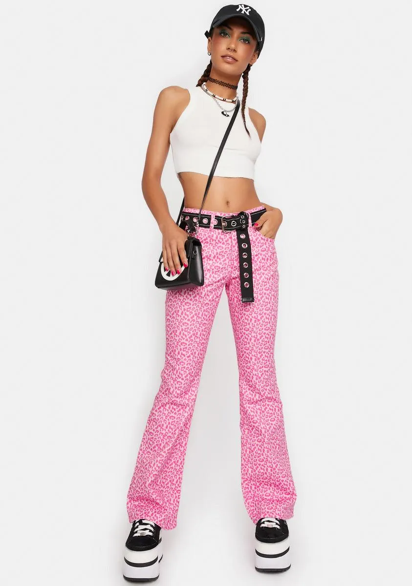 Pink Leopard Flare Jeans sold by Dolls Kill product image thumbnail 3