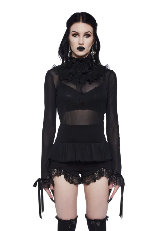 Obsession Within Long Sleeve Top  - Black sold by Dolls Kill