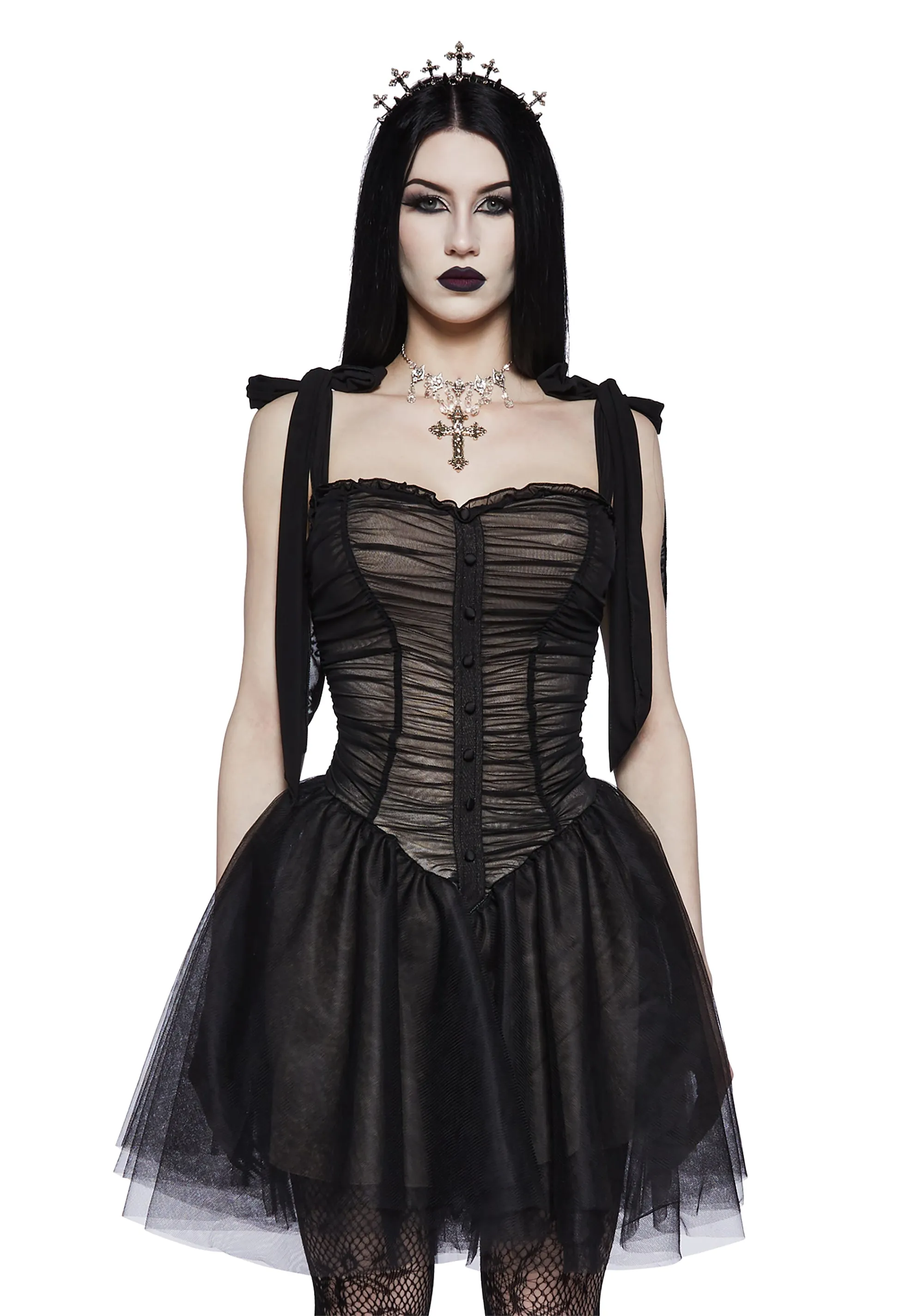 Eclipsed By Love Mini Dress And Glove Set sold by Dolls Kill