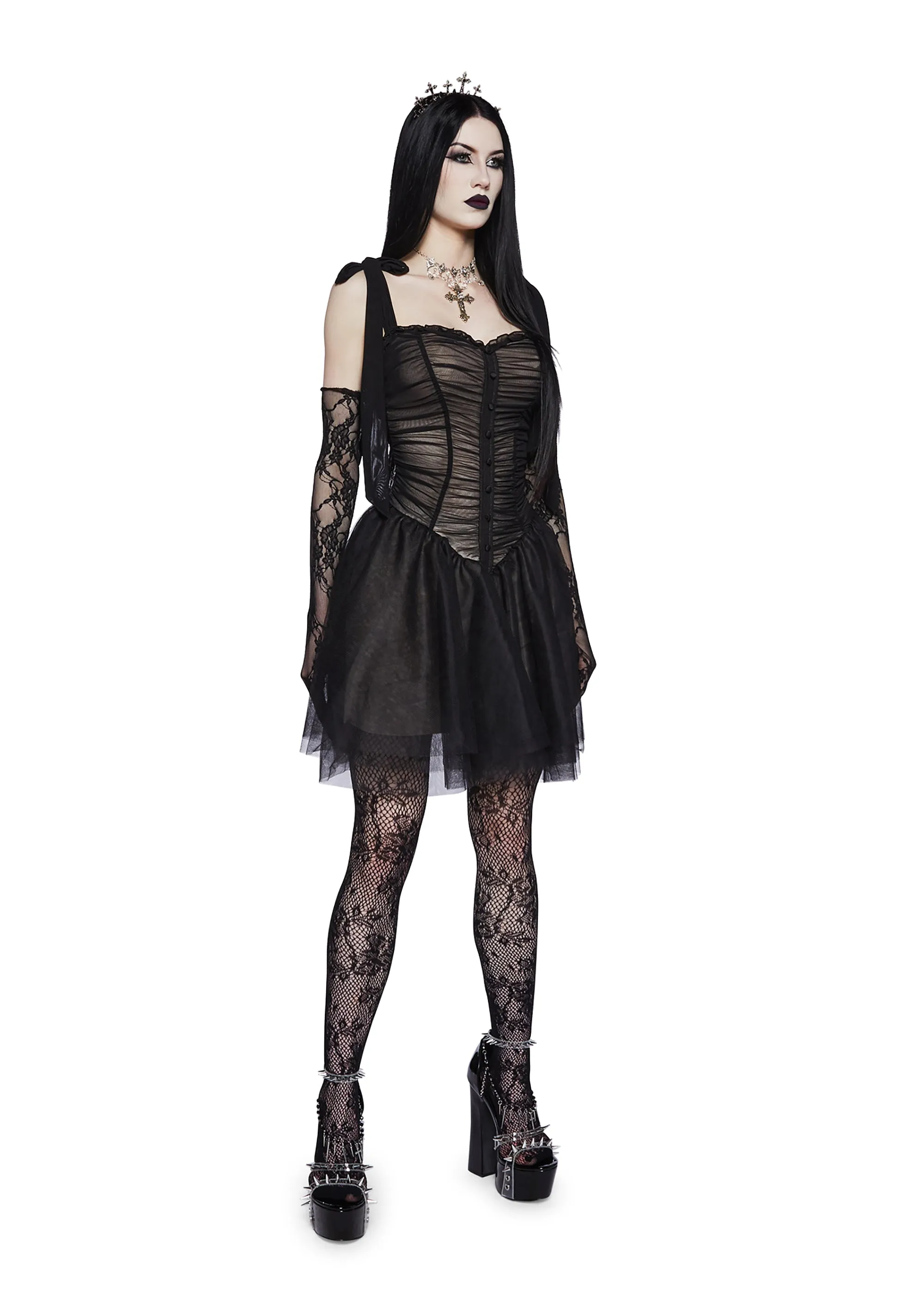 Eclipsed By Love Mini Dress And Glove Set sold by Dolls Kill product image thumbnail 2