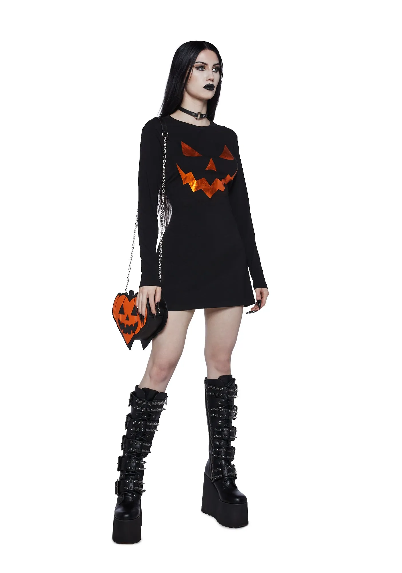 Wicked Thots Pumpkin Mini Dress sold by Dolls Kill product image thumbnail 2
