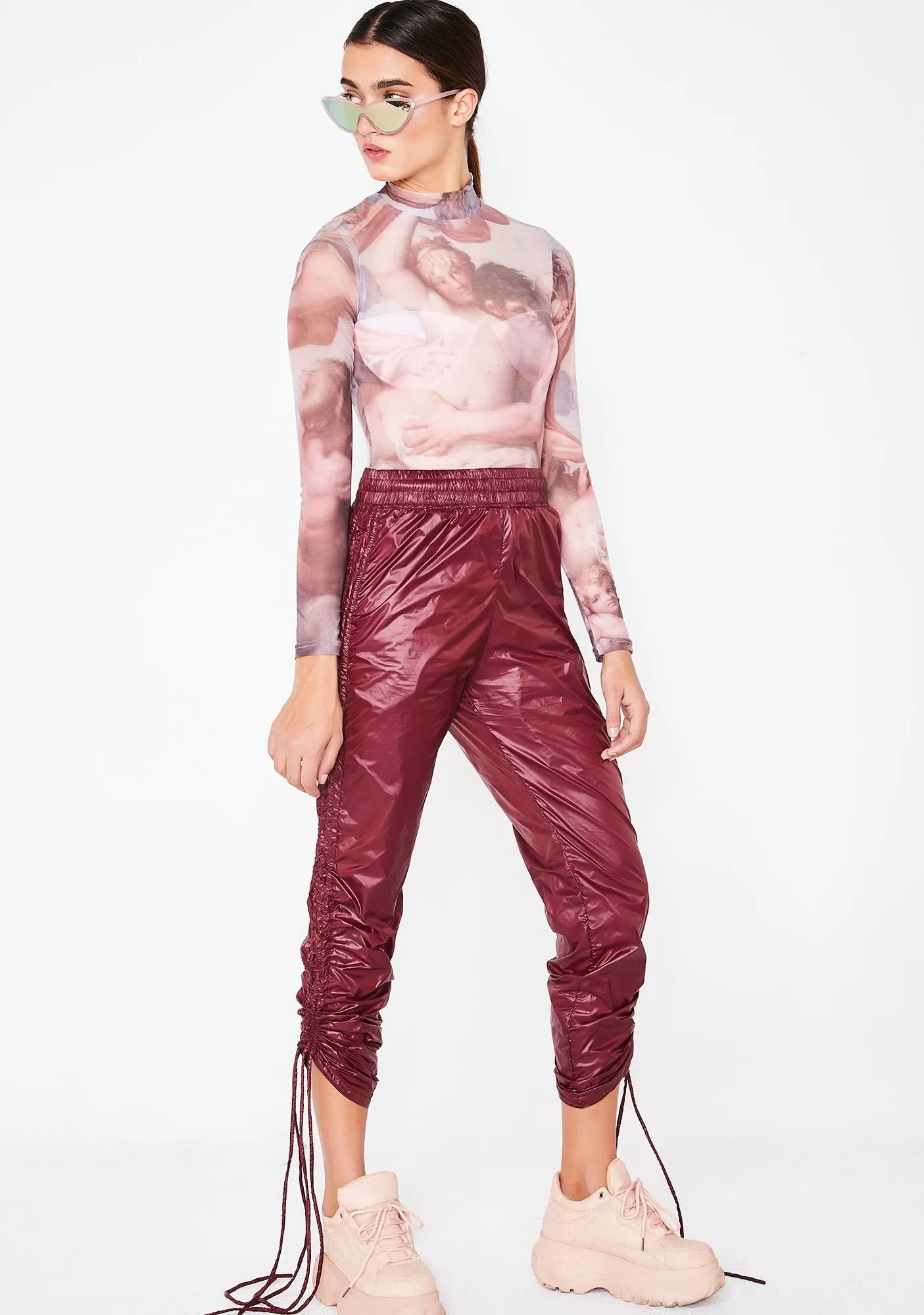 Merlot Trap House Ruched Trousers sold by Dolls Kill product image thumbnail 2