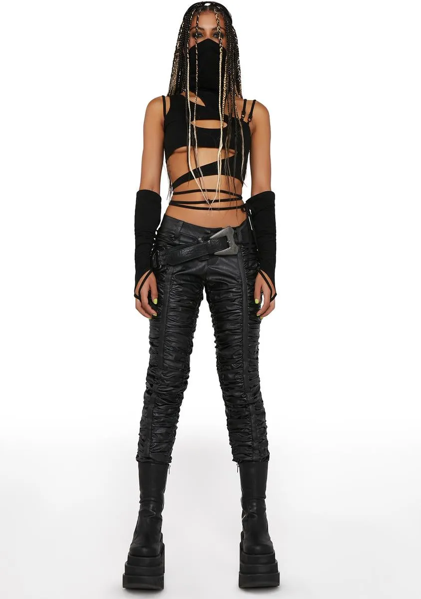 Compression Ruched Vegan Leather Pants sold by Dolls Kill product image thumbnail 2