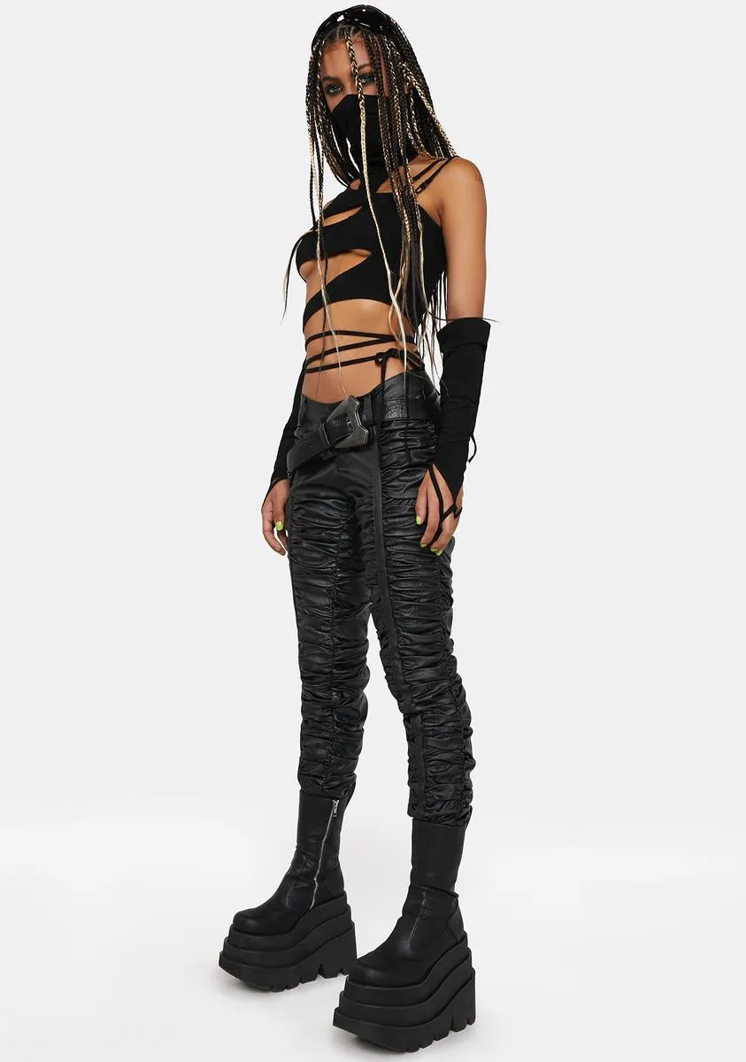 Compression Ruched Vegan Leather Pants sold by Dolls Kill product image thumbnail 3