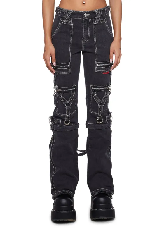 Zip to Zip Pants- Black Denim sold by Dolls Kill